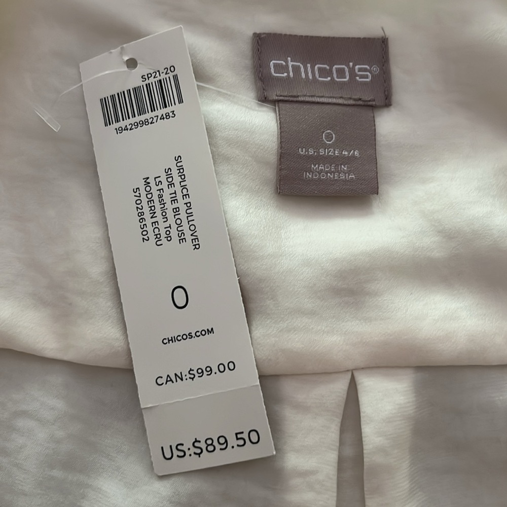 Elegant Cream Wrap Blouse - Picture 8 of 8